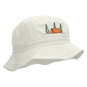 Camping Tent Scene Embroidered Bucket Hat