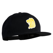 Gold Lion Iron on Patched 6 Panels Round Bill Cap - Black OSFM