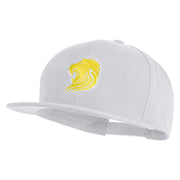 Gold Lion Iron on Patched 6 Panels Round Bill Cap - White OSFM