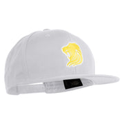 Gold Lion Iron on Patched 6 Panels Round Bill Cap - White OSFM