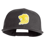 Gold Lion Iron on Patched 6 Panels Round Bill Cap - Dk-Grey OSFM