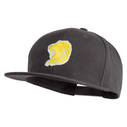 Gold Lion Iron on Patched 6 Panels Round Bill Cap - Dk-Grey OSFM