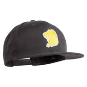Gold Lion Iron on Patched 6 Panels Round Bill Cap - Dk-Grey OSFM