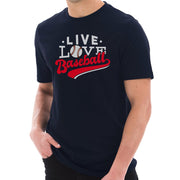 Live Love Baseball Graphic Design Short Sleeve Cotton Jersey T-Shirt