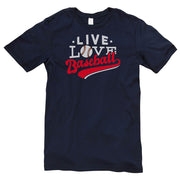 Live Love Baseball Graphic Design Short Sleeve Cotton Jersey T-Shirt