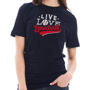 Live Love Baseball Graphic Design Short Sleeve Cotton Jersey T-Shirt