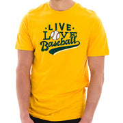 Live Love Baseball Graphic Design Short Sleeve Cotton Jersey T-Shirt