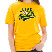 Live Love Baseball Graphic Design Short Sleeve Cotton Jersey T-Shirt