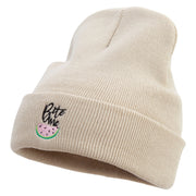 Watermelon Bite Me Embroidered 12 Inch Long Knitted Beanie - Birch OSFM