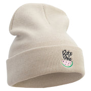 Watermelon Bite Me Embroidered 12 Inch Long Knitted Beanie - Birch OSFM