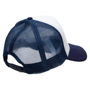 Scary Witch Pumpkin Embroidered Summer Foam Mesh Trucker Cap - Navy-White OSFM