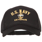 USN Veteran Embroidered Solid Cotton Mesh Pro Cap