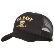 USN Veteran Embroidered Solid Cotton Mesh Pro Cap