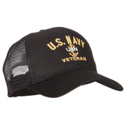 USN Veteran Embroidered Solid Cotton Mesh Pro Cap