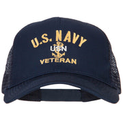 USN Veteran Embroidered Solid Cotton Mesh Pro Cap