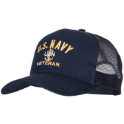 USN Veteran Embroidered Solid Cotton Mesh Pro Cap