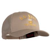 USN Veteran Embroidered Solid Cotton Twill Mesh Prostyle Cap - Khaki OSFM