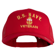 USN Veteran Embroidered Solid Cotton Twill Mesh Prostyle Cap - Red OSFM