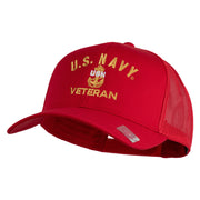 USN Veteran Embroidered Solid Cotton Twill Mesh Prostyle Cap - Red OSFM