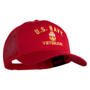 USN Veteran Embroidered Solid Cotton Twill Mesh Prostyle Cap - Red OSFM