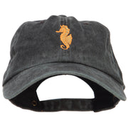 Seahorse Embroidered Washed Cotton Cap