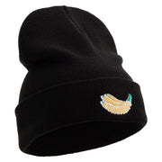 Banana Embroidered 12 Inch Long Knitted Beanie - Black OSFM