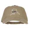 Alaska with Map Outline Embroidered Washed Cotton Cap