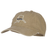 Alaska with Map Outline Embroidered Washed Cotton Cap