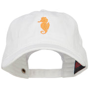 Seahorse Embroidered Washed Cotton Cap