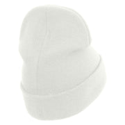 Banana Embroidered 12 Inch Long Knitted Beanie - White OSFM