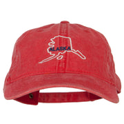 Alaska with Map Outline Embroidered Washed Cotton Cap