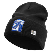 Licensed 18th Airborne Corps Embroidered 12 Inch Long Knitted Beanie - Black OSFM