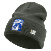 Licensed 18th Airborne Corps Embroidered 12 Inch Long Knitted Beanie - DK-Grey OSFM