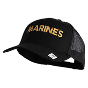 Marines Letter Embroidered Solid Cotton Twill Mesh Prostyle Cap - Black OSFM