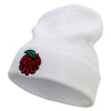 Peach Embroidered 12 Inch Long Knitted Beanie - White OSFM