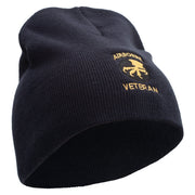 Licensed 17th Airborne Division Veteran Embroidered 8 Inch Knitted Short Beanie - Navy OSFM