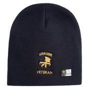 Licensed 17th Airborne Division Veteran Embroidered 8 Inch Knitted Short Beanie - Navy OSFM
