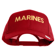Marines Letter Embroidered Solid Cotton Twill Mesh Prostyle Cap - Red OSFM