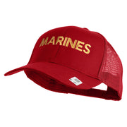Marines Letter Embroidered Solid Cotton Twill Mesh Prostyle Cap - Red OSFM
