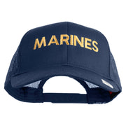 Marines Letter Embroidered Solid Cotton Twill Mesh Prostyle Cap - Navy OSFM