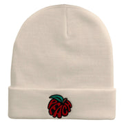 Peach Embroidered 12 Inch Long Knitted Beanie - Birch OSFM