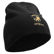 Licensed 17th Airborne Division Veteran Embroidered 8 Inch Knitted Short Beanie - Black OSFM