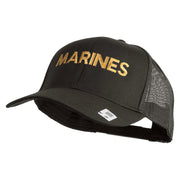Marines Letter Embroidered Solid Cotton Twill Mesh Prostyle Cap - Charcoal OSFM