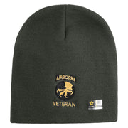 Licensed 17th Airborne Division Veteran Embroidered 8 Inch Knitted Short Beanie - DK-Grey OSFM