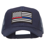 Thin Red Blue Line USA Flag Patched Mesh Cap