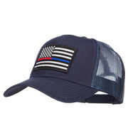 Thin Red Blue Line USA Flag Patched Mesh Cap