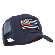 Thin Red Blue Line USA Flag Patched Mesh Cap