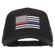 Thin Red Blue Line USA Flag Patched Mesh Cap