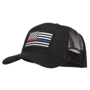 Thin Red Blue Line USA Flag Patched Mesh Cap