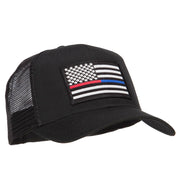 Thin Red Blue Line USA Flag Patched Mesh Cap